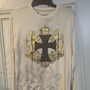 Goodfellow & Co Men's White Graphic Long Sleeve Shirt